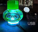 LED-plata undir Poppy ilmflöskur