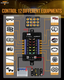 Auxbeam rofaborð 12 rofa 2/side outlet ekki app